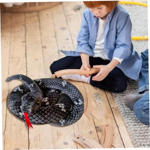 Jouet serpent géant en peluche douce 200 cm aux finitions réalistes noires - 3
