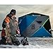 CLAM X400 8 x 8 Foot Portable Pop-Up Outdoor Ice Fishing Shelter 4 Sided Thermal Hub Shelter Tent with Anchors and Carry Bag, Blue