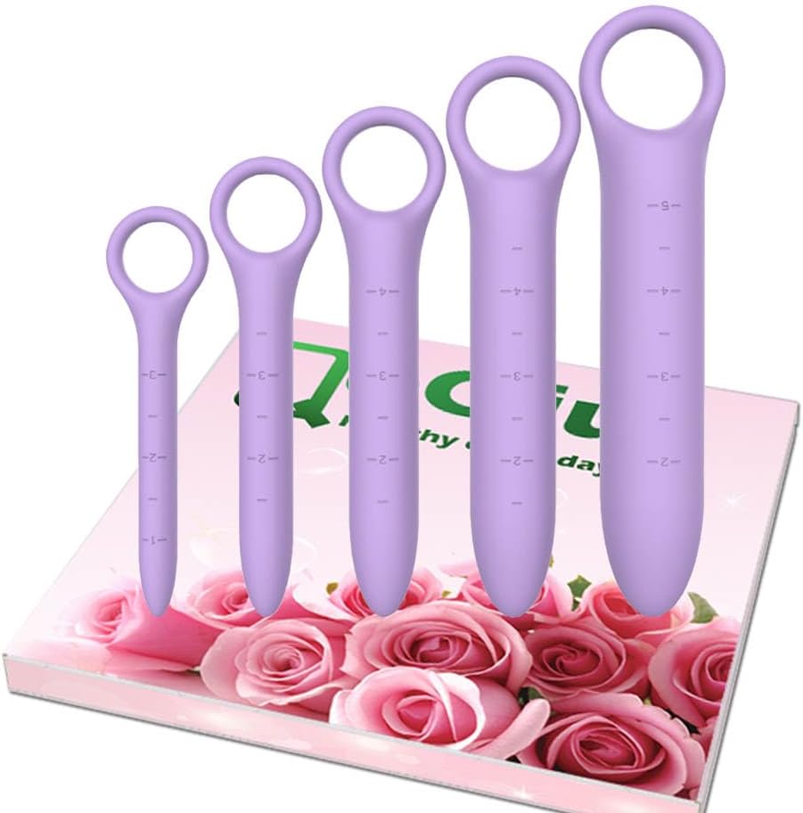 Silicone Dilators for Pelvic Floor for Women, 5-Pack Purple | Pelvic Floor, Fine Scales, Pelvic Wand Massager, Pelvic Floor Muscle Trainer, Storage Bag
