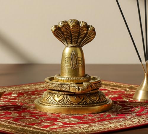 Shivling de latón para decoración o pooja miniatura 1