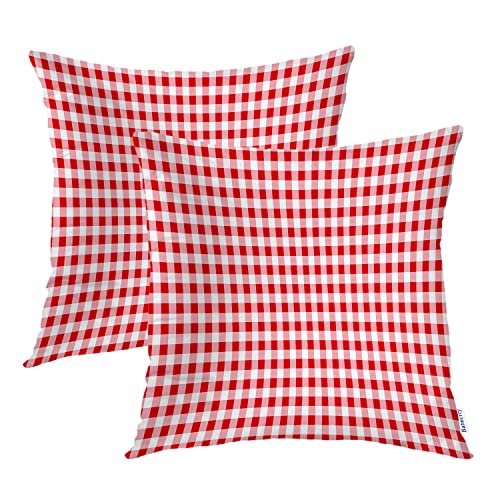 Batmerry Gingham Pillow Covers 18X18 Inch Set Of 2, Red Gingham Checker Checked Checkered Pattern Double Sided Decorative Pillows Cases Throw Pillows Covers #TOP9