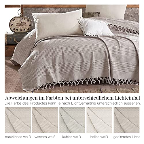 BOHORIA® Tagesdecke in Waffeloptik Urban Loft extra groß 220 x 240cm | 100% Baumwolle | Oeko-Tex® | Überwurf für Sofa, Sessel & Bett | Sofadecke Wolldecke Wohndecke (The Urban Loft) (Sepia) - Image 5