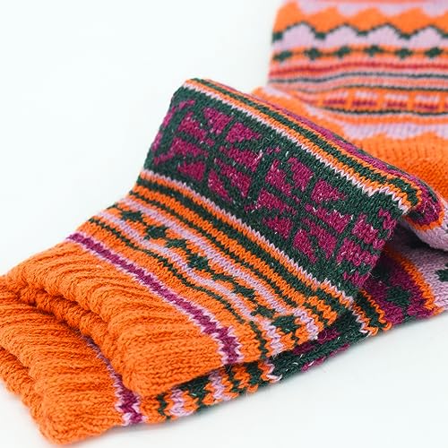 Image of 5 Pairs Vintage Winter Women's Warm Thick Knitted Soft Wool Socks Gifts Cozy Crew Socks