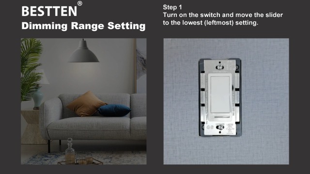 Image of BESTTEN 6 Pack Dimmer Light Switch, Single-Pole or 3-Way Slide, Compatible with 150W Dimmable LED /CFL & 600W Incandescent Bulbs, Wall Plate Included, UL Listed, White
