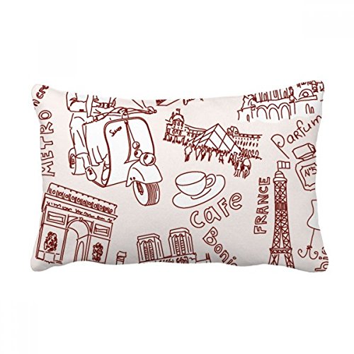 Coussin rectangulaire 16x24 pouces Arc de Triomphe Tour Eiffel - 2