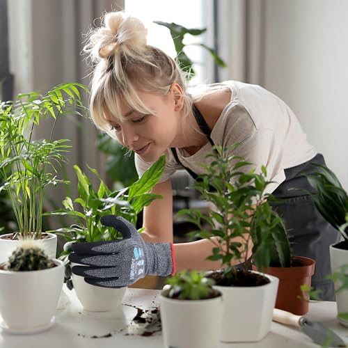 Image of Work Gloves for Women, Eco Friendly Safety Work Gloves with Breathable Rubber Coated, Smart Touch,3 Pairs
