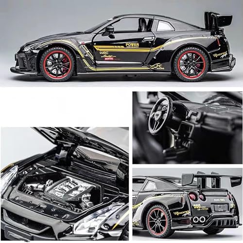 Image of New 1:32 Nessan R35 Diecast Alloy Metal Pull Back Car with Openable Doors Music Sound and Light Vehicle Toy Car for Kids Boys (White)