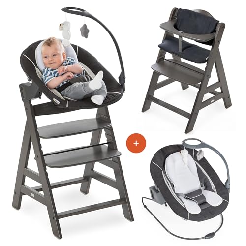 hauck Alpha Plus Newborn Set Deluxe - Seggiolone In Legno Evolutivo dalla Nascita - Sedia Bambini...