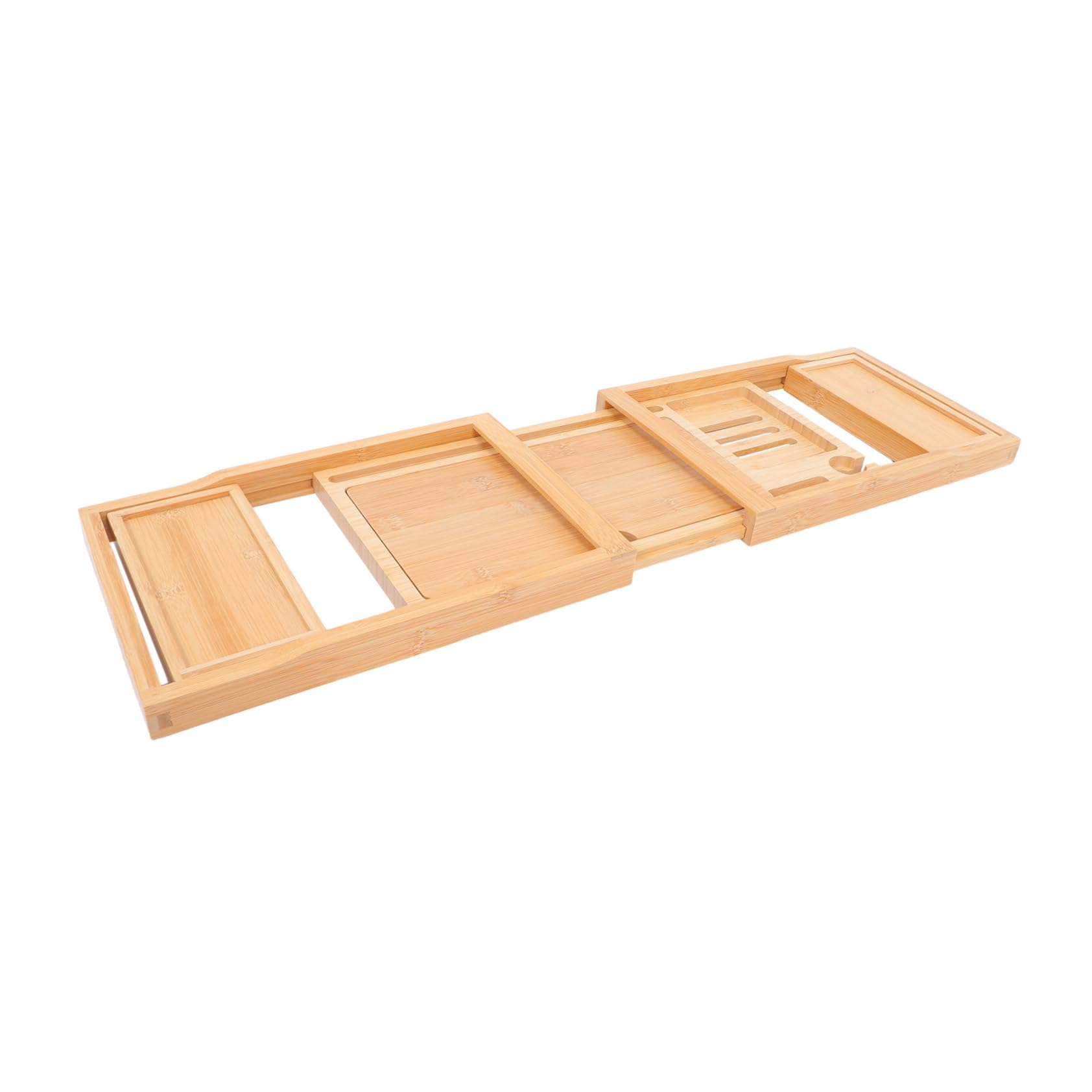 SOLUSTRE Bandeja De Bambú para Bañera Extensible Almacenamiento para Toallas Diseño Elegante para Baño
