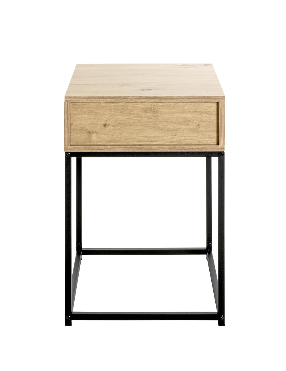 Console D'entrée HAKU Möbel 60x28x28 Cm - Chêne Clair Et Métal Noir - Style Moderne - Charge Max 15kg