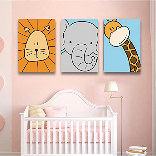 Schattige Baby Dierlijke Foto's Prints voor Kwekerij Muur Decor JongensSlaapkamer Speelkamer Decoraties Olifant Giraffe… - Afbeelding 3