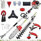 MAXTRA 5IN1 Gas Hedge Trimmer 42.7cc 2-Stroke, 16-ft Reach, Cordless Long Pole Chainsaw Gas Powered 4 Attachments Included (Gas Pole Saw, Weed Eater, Hedge Trimmer, Brush Cutter) W/No Extension Pole