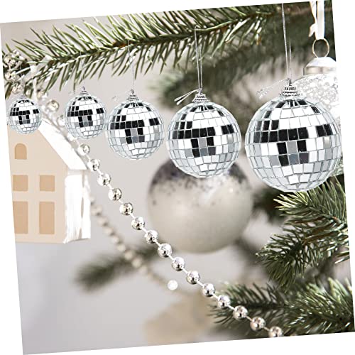 Unomor - 36 piezas de bolas espejadas colgantes plateadas para decoración de fiestas, árbol de Navidad, bodas y eventos de baile miniatura 7