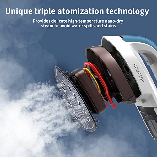 Hometop Professional Handheld Steamer, Garment Steamer Iron For Clothes, 1300W 40S Rapid Heat Up Fabric Wrinkle Remover, Portable Steamer Iron For Home And Travel (Blue) #TOP1