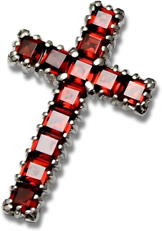COSUMOSU red Cross 925 Sterling silver pendant GARNET