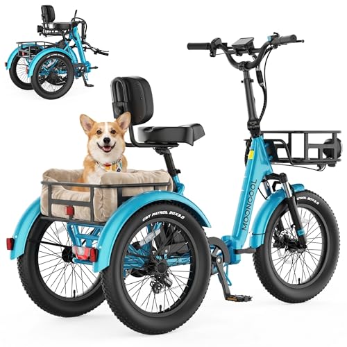 MOONCOOL Foldable Electric Tricycle for Adults, 20' Aluminum E-Trike 48V 20Ah 750W Motor, 6-Speed...