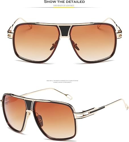 Miniatura 2 de Lentes de sol estilo aviador para hombres, lente con 100% protección UV, marco de aleación con estuche