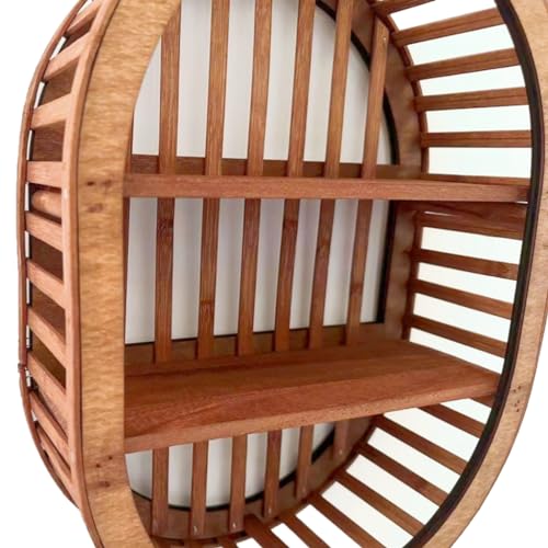 Étagère murale ronde en bois de ferme pour salon rustique