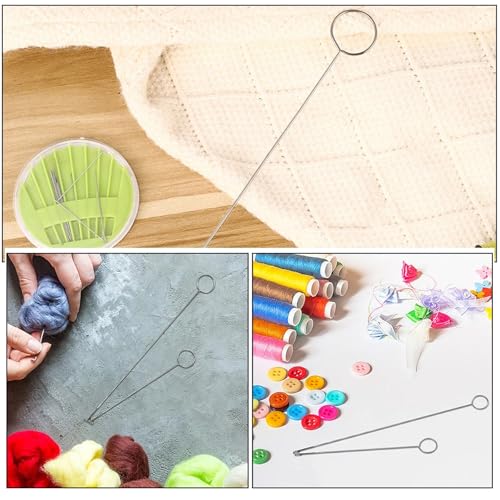Image of 17Pcs Sewing Loop Turner Hook with Latch,Handmade Sewing Tools DIY Knitting Accessories,for Silicone Beads Fabric Tube Straps Belts Strips,2 Size- Long & Short Stainless Steel Loop Turner