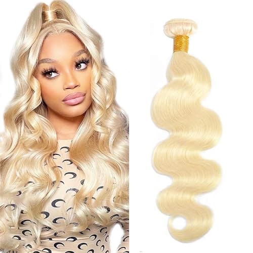 Image of 613 Bundles Human Hair 14 Inch 100% Real Human Hair Blonde Body Wave Bundles Human Hair No Synthetic Blend No Tangle No Shedding 3X Longer Lifespan 16A Brazilian Virgin Hair 613 Body Wave One Bundle