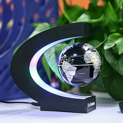 Floating Globe With Colored Led Lights C Shape Anti Gravity Magnetic Levitation Rotating World Map For Children Gift Home Office Desk Decoration (Black) #TOP4