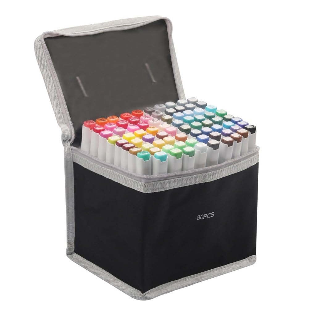 Juego rotuladores 80 colores de doble cabezal con pinceles arte para dibujo