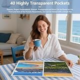 Shpucise A3 Display Book Folder, 40 Pocket Book Presentation Portfolio Folder with Clear Plastic Sleeves,Arts Presentation Portfolio Folders for Painting Artwork Portfolio (Blue) - Image 6