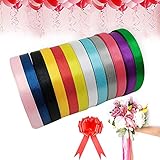 【Perfekte Dekoration】Die Farben vom Geschenkband fallen schön kräftig und glänzend aus. Ideale Deko für Geschenke zu verschiedenen Anlässen Weihnachten, Geburtstag, Jubiläum, Hochzeit usw.