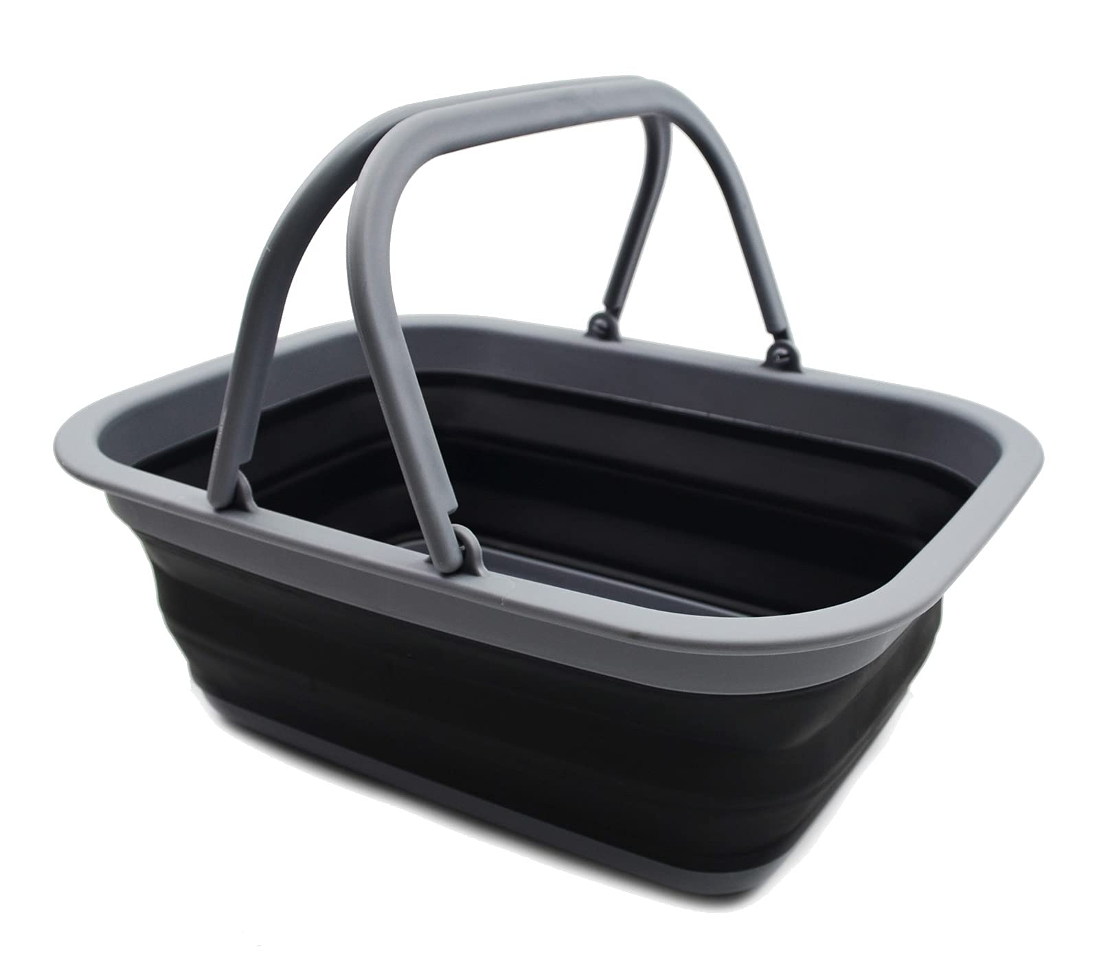 SAMMART 9.2L (2.37Gallon) Cestino/Cratere da picnic all'aperto pieghevole/portatile - Borsa per la spesa pieghevole - Contenitore salvaspazio (Grigio Scuro/Nero, 1)