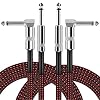 OTraki Gitaar Audio Kabel Gevlochten Geruisloze Gitaarkabel jack 6.35mm L Gevormde 90 Graden Gitaarsnoer Instrument Jack…