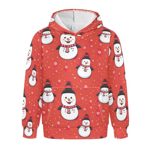 Kids Hoodies Sweaters Christmas Xmas Snowman Hooded Sweatshirts with Big Pockets for Boys Girls B0400345