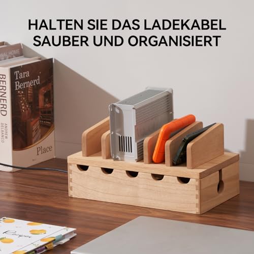 KIRIGEN Kabel-Management-Box aus Holz, Kabel-Organizer, Versteck, Steckdosenleisten, elektrische Stecker, Schreibtischkabel, Station, Schutz