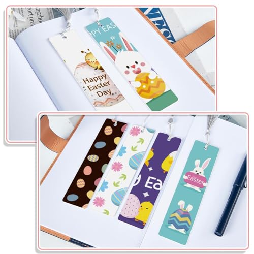 Lot de 6 marque-pages Happy Easter-Day à fond plat pour livre - 4