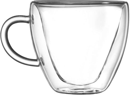 Miniatura 3 de Cool Cook Paquete de 2 tazas de café o tazas de té con aislamiento de doble pared en forma de corazón, hermosa forma de corazón, vidrio de