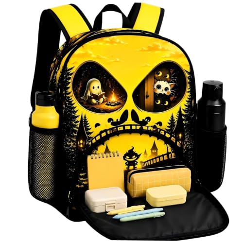 Image of Cute Backpack Halloween Gifts Funny Unique gifts for women Daypack Lightweight 17.3inch College backpack bookbag men,durable Laptop backpack for Computer Work Camping Travel with Front Pocket