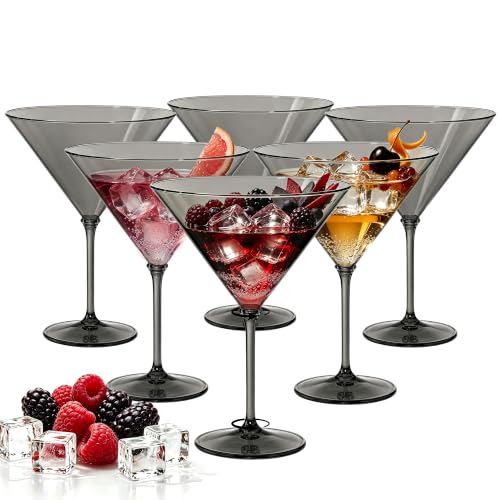 HTTBEIZI Black Plastic Martini Glasses — 6 pieces, 9 oz