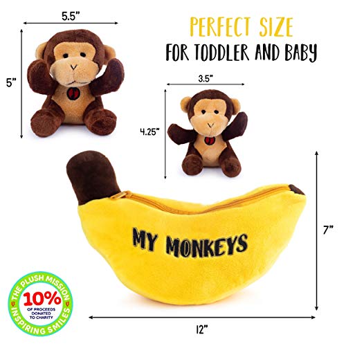 Talking Plush My Monkeys Toy Set | Includes 4 Talking Soft Fluffy Plush Monkeys With A Plush Banana Shaped Carrier | Great Gift For Baby And Toddler Boys Or Girls #TOP6