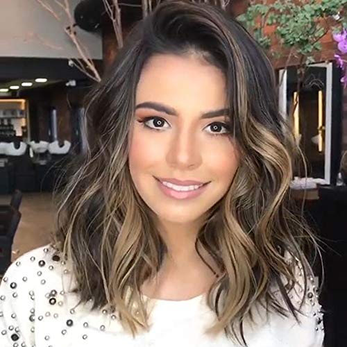 Peruca para mulheres, cores mistas naturais, peruca sintética de cabelo curto dégradé 202