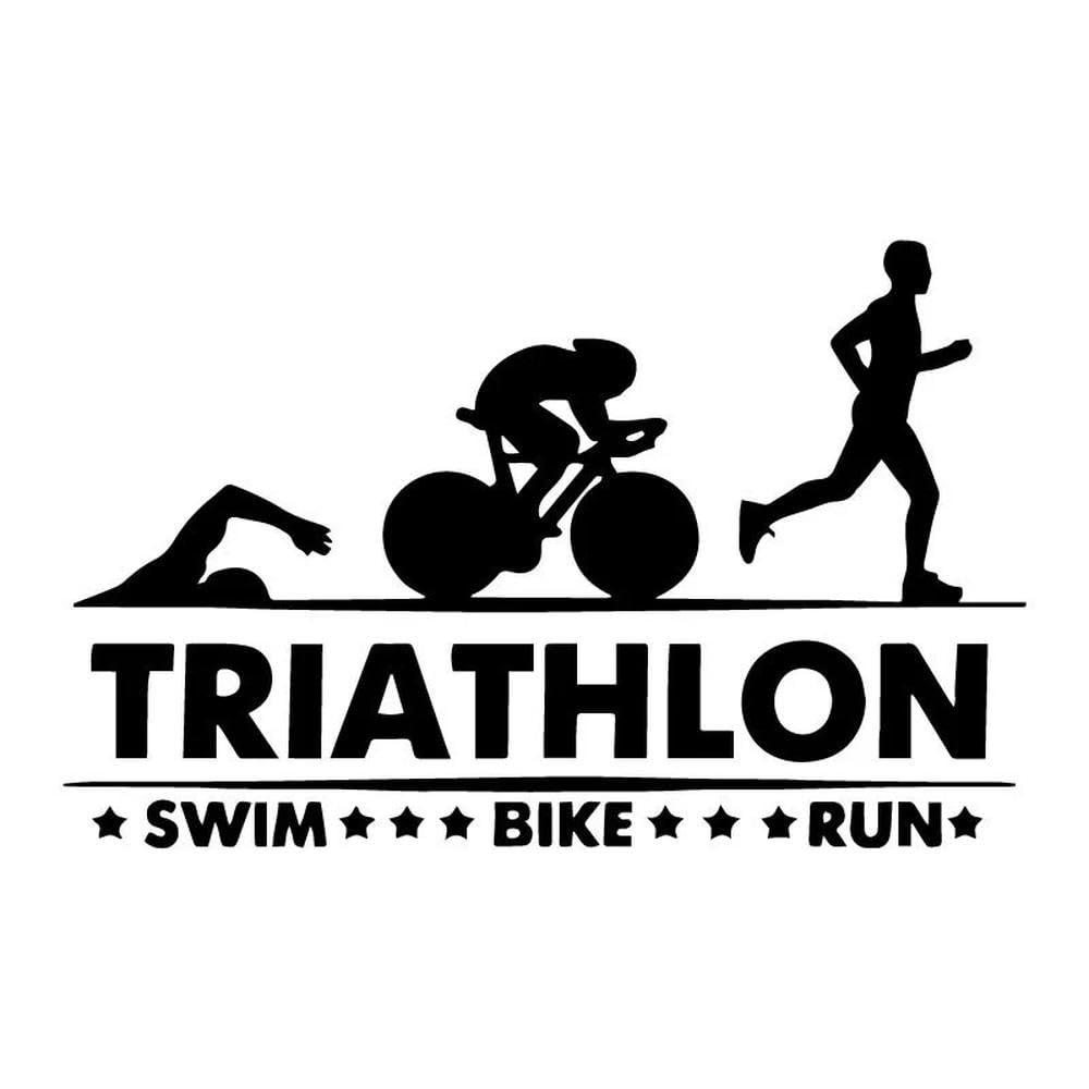 Car Sticker Triathlon Swim Bike Run Athlete Sport Trunk Decorate Auto Motorcycles Exterior Accessories Vinyl Decals(Black)
