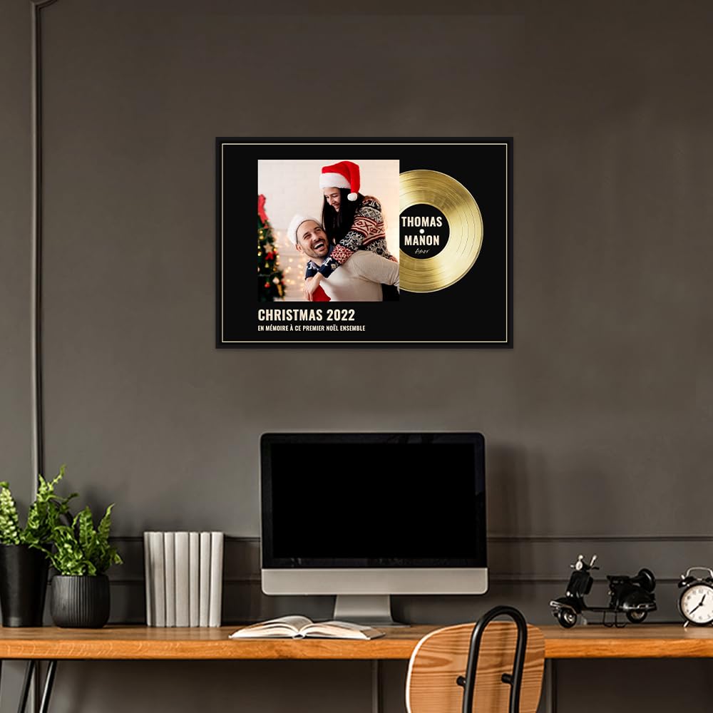 Disque d'or personnalisable avec photo et texte souhaité, récompense et idée cadeau pour homme, femme, poster cadeau papa, maman - France
