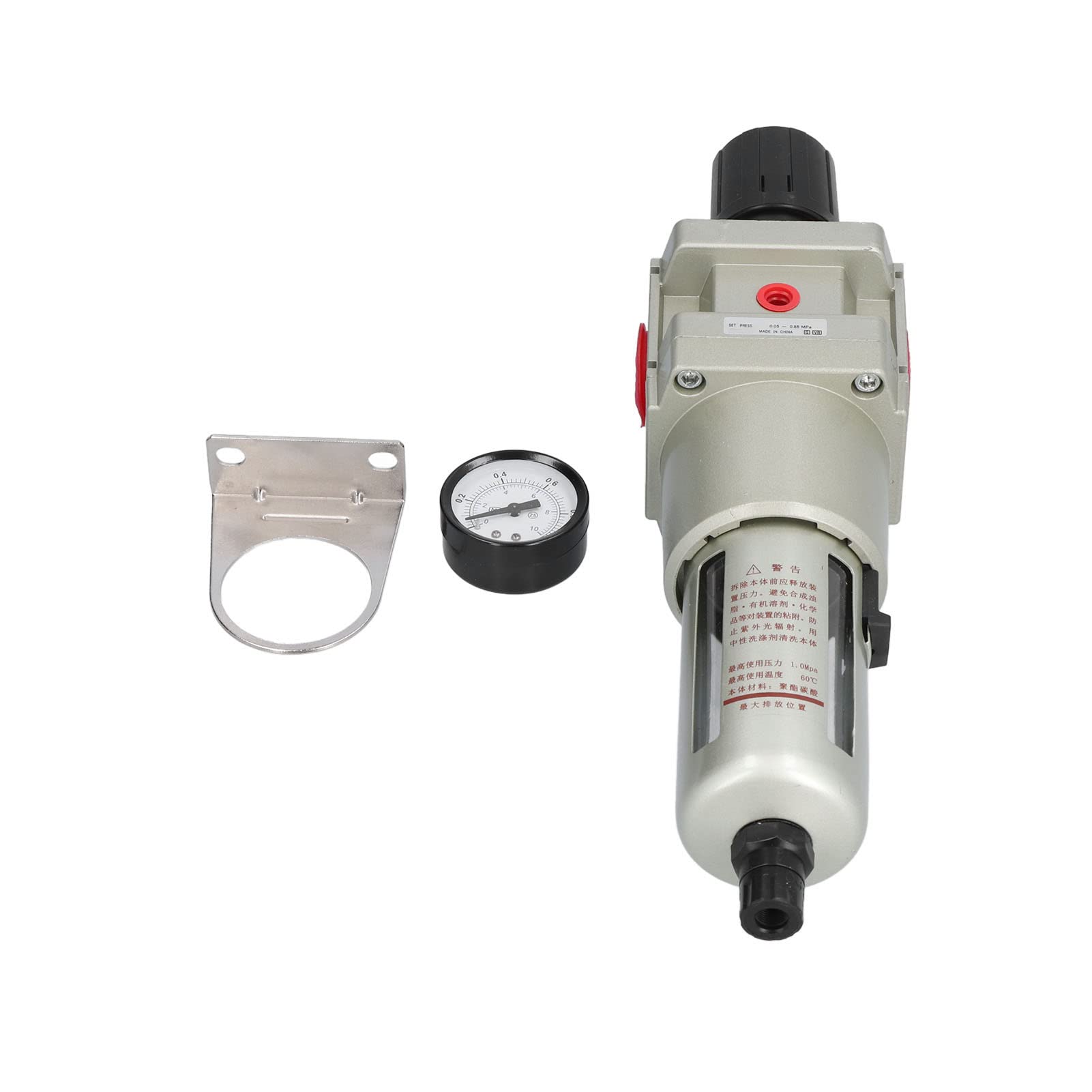 SIXRUN Separador de Aceite de Agua Regulador de Filtro de Aire de Drenaje Automático, Regulador de Filtro de Aire Comprimido de Aleación de Aluminio con Manómetro de Latón, de 40 Micrones para (G1/2)