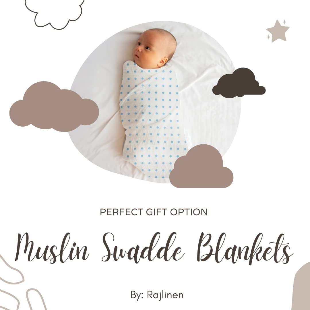 4-Pack 100% Cotton Muslin Swaddle Blankets - 47x47 Inch Baby Receiving Blankets, Soft & Breathable For Newborns