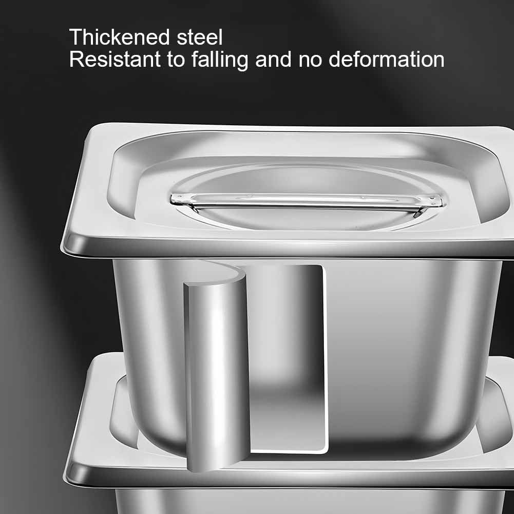 LXHELIVERY Commercial Storage Containers, Stainless Steel Condiment Racks with Spoons, Inclined Organizer Shelf for Countertop, Pantry, Cup Board Sauce Jam Ingredient(50.5x40x25 cm)