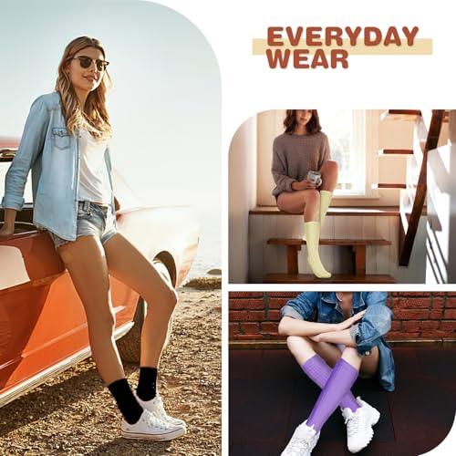 Image of Buauty Slouch Socks for Women, Soft Extra Long Chunky Scrunch Knee High Sock Winter Knit Slouchy Socks Leg Warmmers