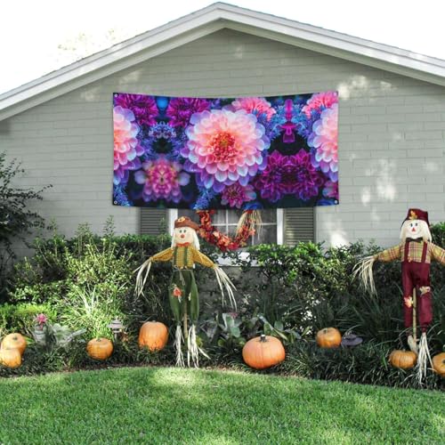 MINDBBDFJ Colorful Nature Flower Print Banners And Signs For Outdoor/Indoor,Personalized Banner Customizable Parties Halloween Banner (180x90cm)3