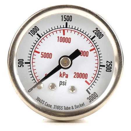 0 to 20, 0 to 3000 Psi Range, -3-2-3% Gauge Accuracy,Pressure Gauge,000 Kpa, 1/8 in Npt,2041002300