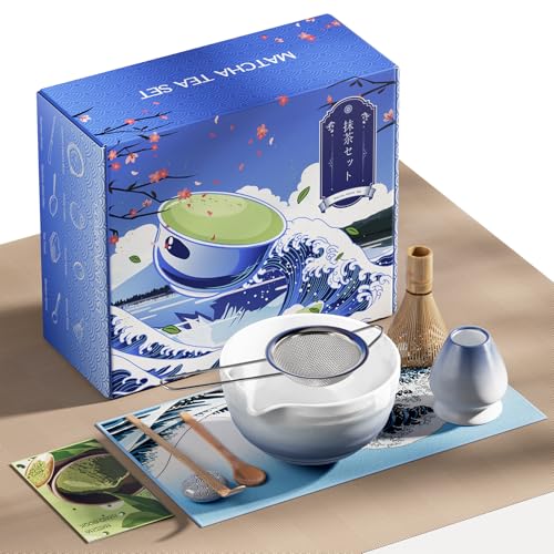 Matcha Whisk Set with Bamboo Tools (Blue)