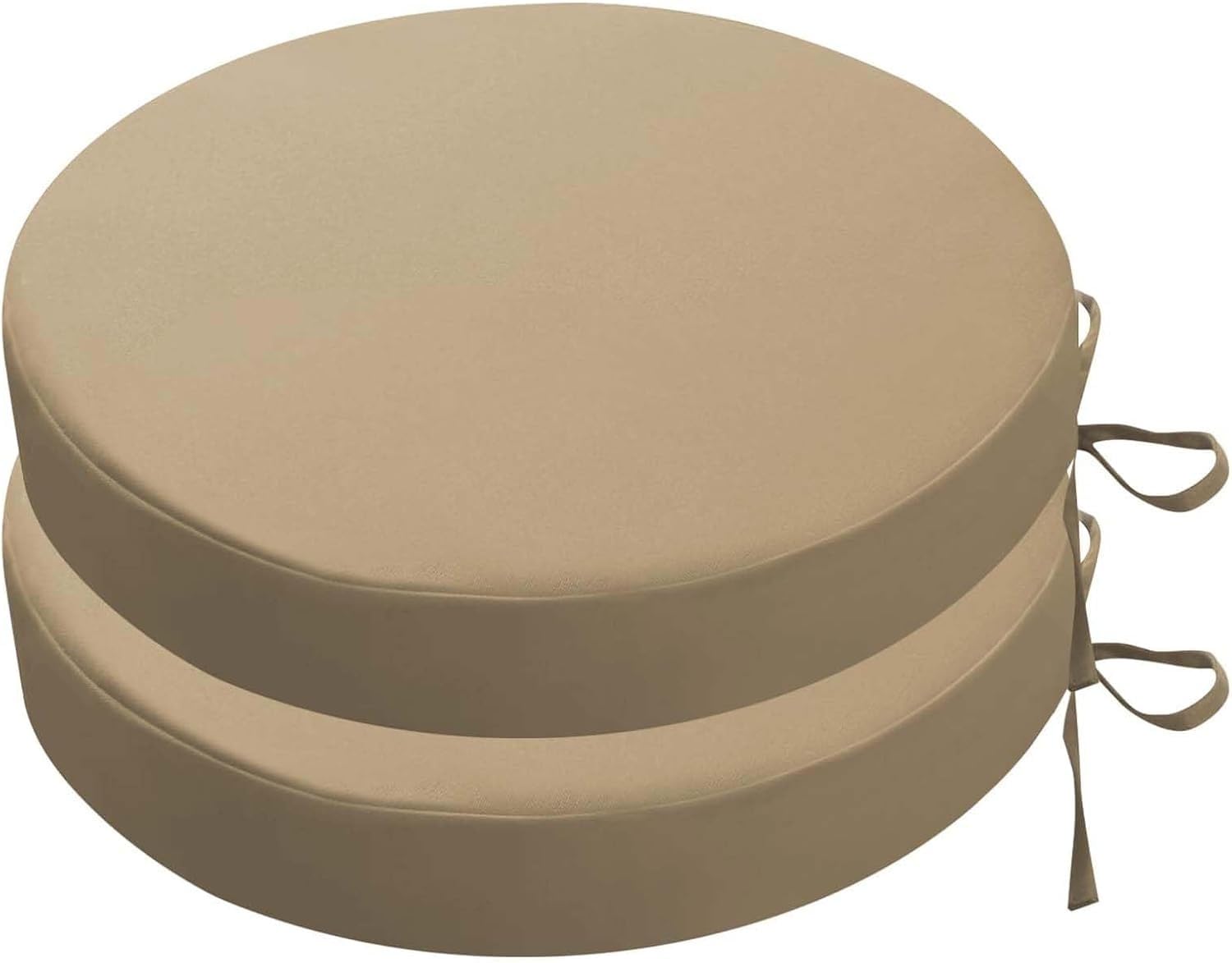 RTSFKFS Round Bistro Chair Cushions Set Of 2, Waterproof Patio Seat Pad With Ties And Removable Covers For Outdoor Furniture(Camel,35x5cm 2pcs)