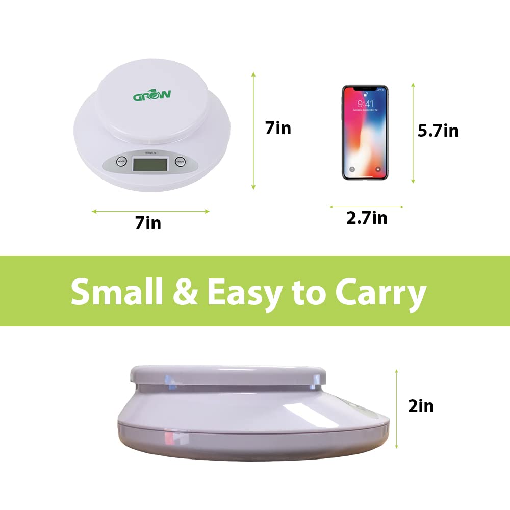 Grow1 Hydroponic Grow Plant Nutrient 0.1g Digital Scale with Removable Plastic Bowl, Digital Kitchen Scale, Food Scales Digital Weight Grams and OZ
