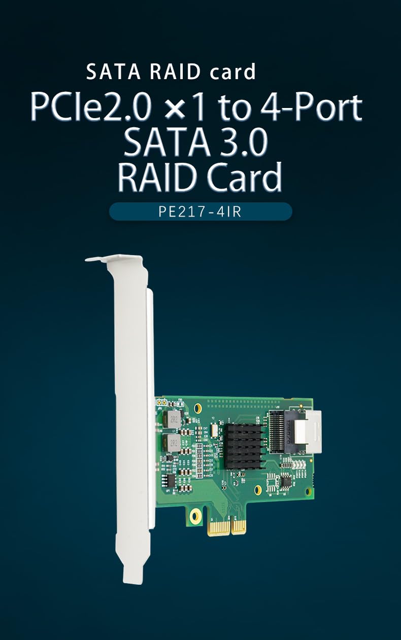4-portowa karta kontrolera SATA PCIe RAID 6 Gb/s, Marvell 88SE9230, obsługa RAID 0/1